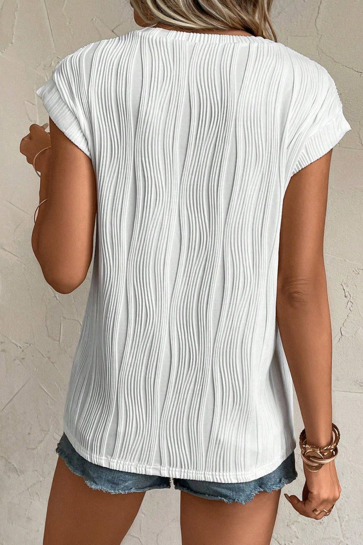 Tythys Wavy Texture Cap Sleeve Top - Rebel Nomad