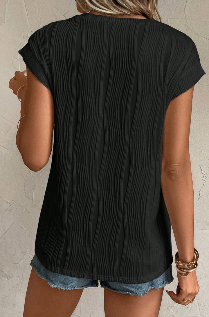 Tythys Wavy Texture Cap Sleeve Top - Rebel Nomad