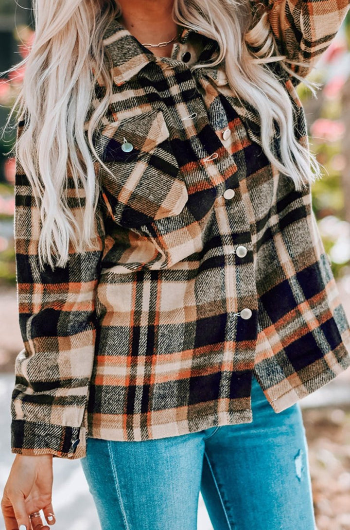 Ullaith Geometric Plaid Print Pocketed Shacket - Rebel Nomad