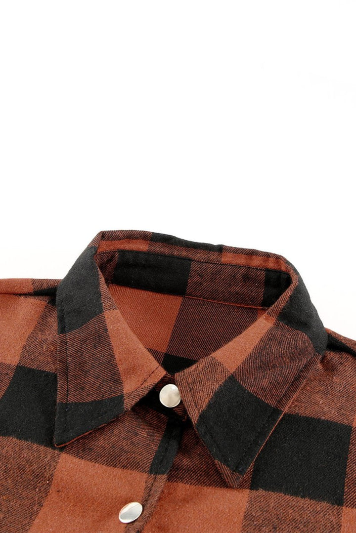 Umayma Turn-down Collar Plaid Shirt Coat - Rebel Nomad