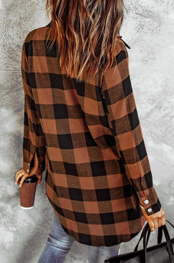 Umayma Turn-down Collar Plaid Shirt Coat - Rebel Nomad