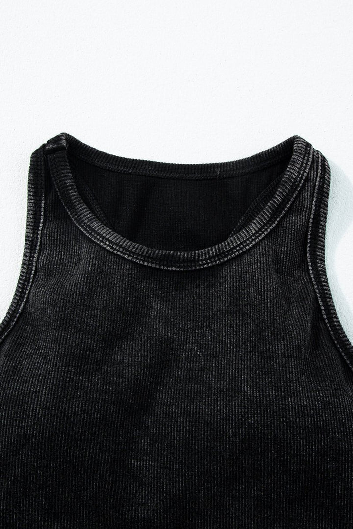 Uriela Ribbed Mineral Wash Racerback Cropped Tank Top - Rebel Nomad