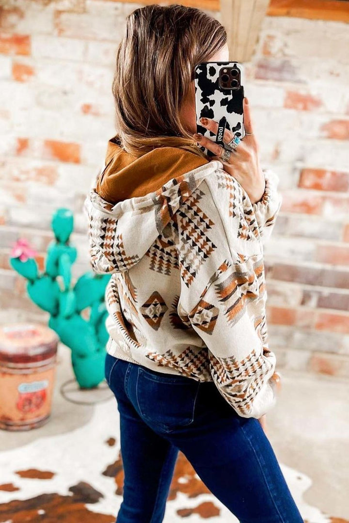 Ursa Aztec Print Kangaroo Pocket Half-Zip Hoodie - Rebel Nomad