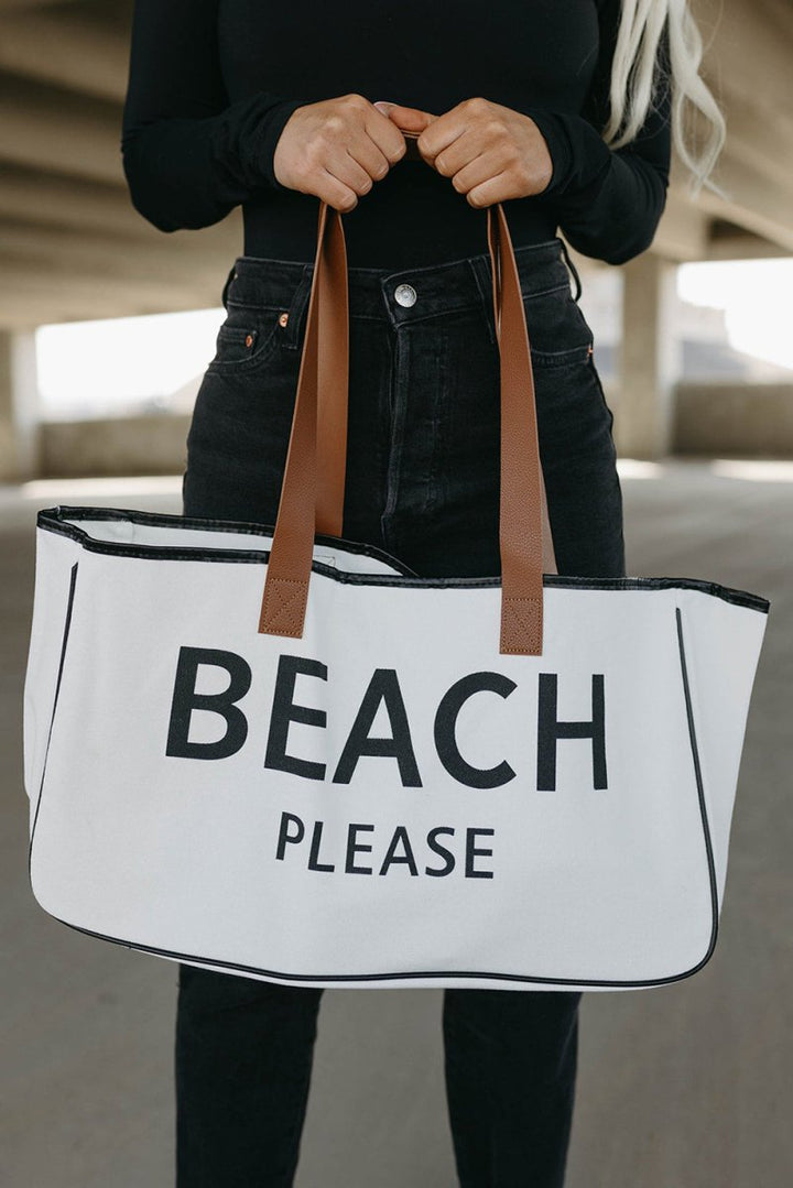 Uthylla "Beach Please" Large Canvas Tote Bag - Rebel Nomad