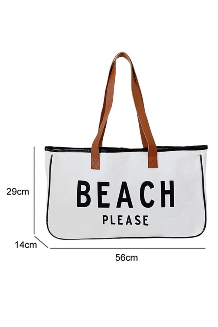 Uthylla "Beach Please" Large Canvas Tote Bag - Rebel Nomad