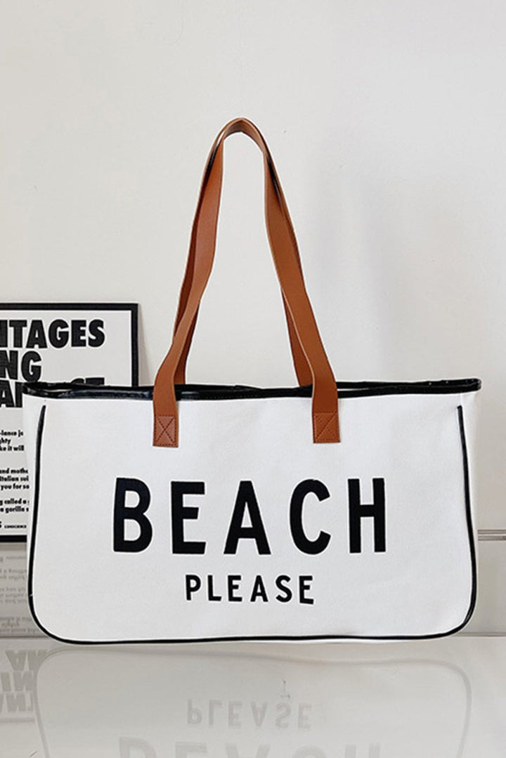 Uthylla "Beach Please" Large Canvas Tote Bag - Rebel Nomad