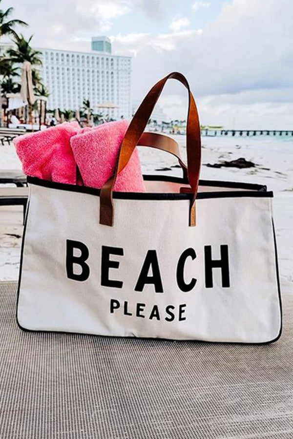 Uthylla "Beach Please" Large Canvas Tote Bag - Rebel Nomad