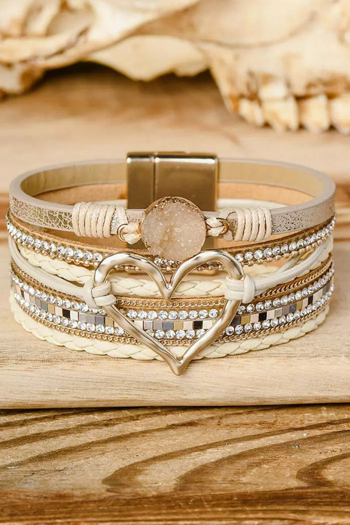 Uthys Bohemian Heart Rhinestone Magnetic Buckle Bracelet - Rebel Nomad