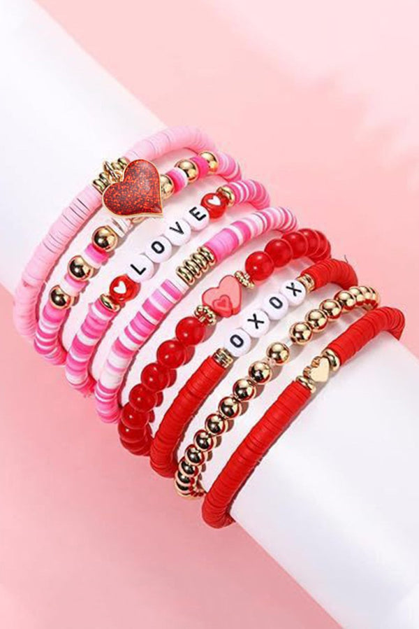 Vaelyria Valentines "Love XoXo" Heart Shape Beaded Bracelet Set - Rebel Nomad