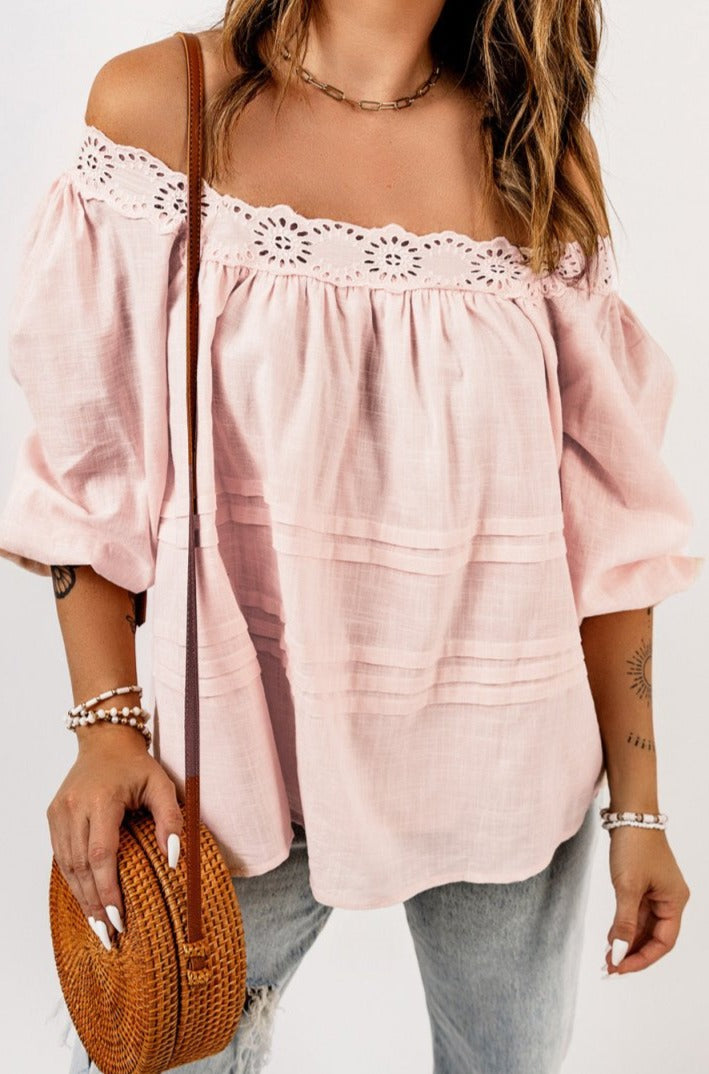 Veda Puff Sleeve Eyelet Babydoll Blouse - Rebel Nomad