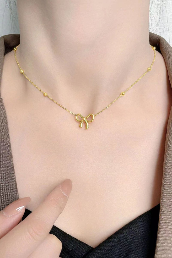 Vega Gold Bowknot Pendant Choker Necklace - Rebel Nomad