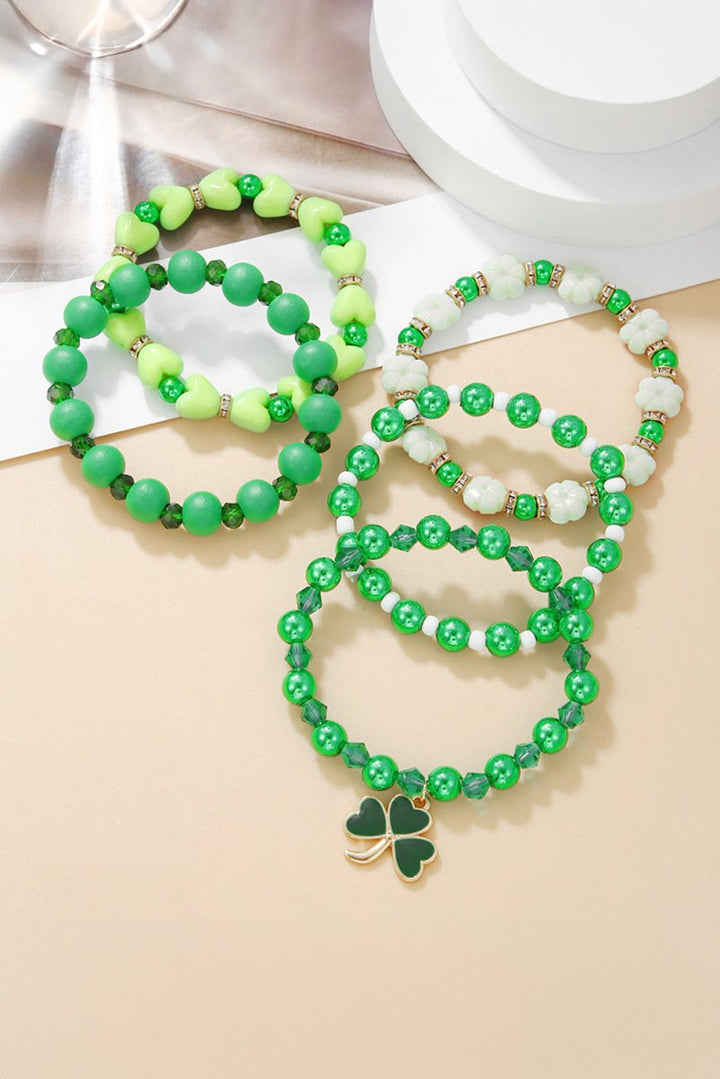 Vela Clover Pendant Beaded 5pcs Bracelet Set - Rebel Nomad