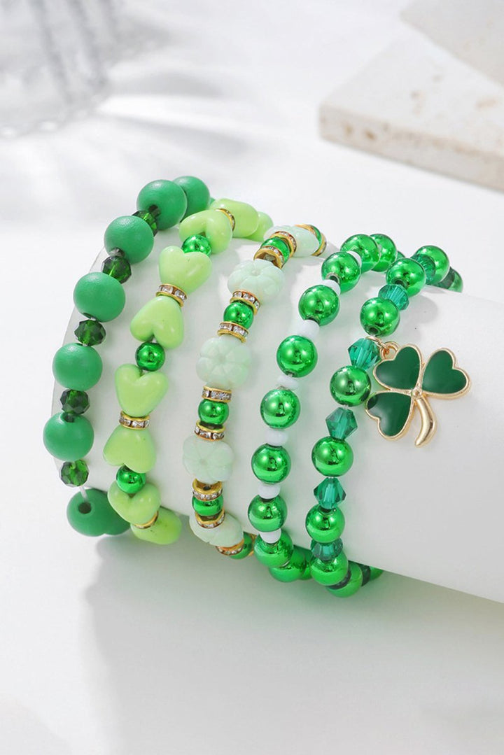 Vela Clover Pendant Beaded 5pcs Bracelet Set - Rebel Nomad