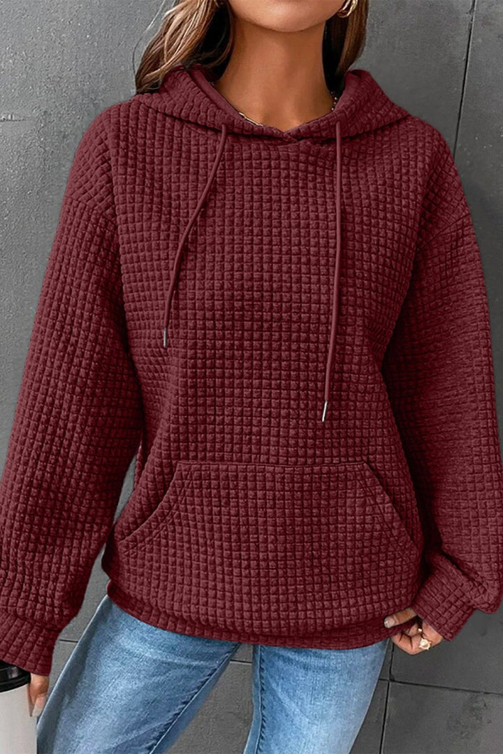 Vera Quilted Kangaroo Pocket Drawstring Hoodie - Rebel Nomad