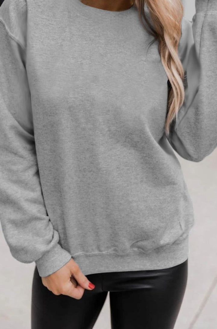 Veronica Solid Classic Crewneck Pullover Sweatshirt - Rebel Nomad