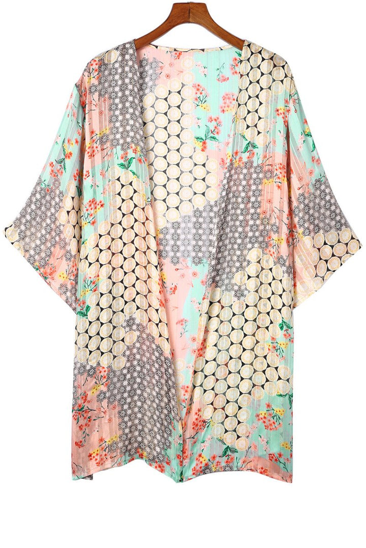Vespera Floral Open Sheer Shimmer Kimono - Rebel Nomad