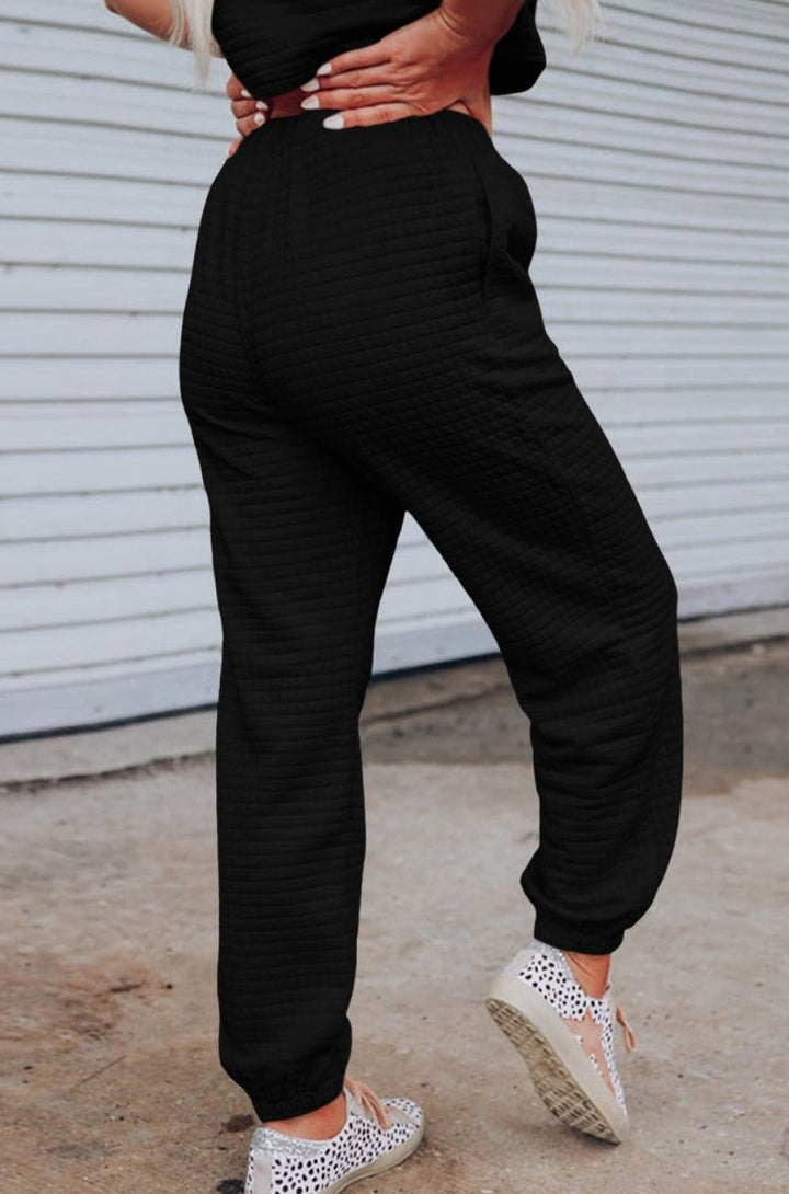 Vianca Lattice Textured Cropped Tee and Jogger Pants Set - Rebel Nomad