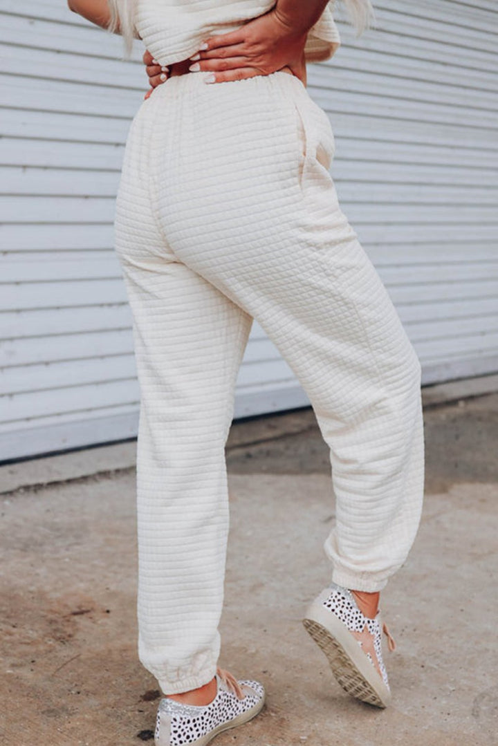 Vianca Lattice Textured Cropped Tee and Jogger Pants Set - Rebel Nomad