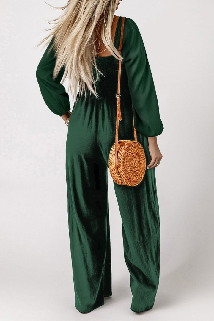 Xochitl Smocked Square Neck Long Sleeve Wide Leg Jumpsuit - Rebel Nomad