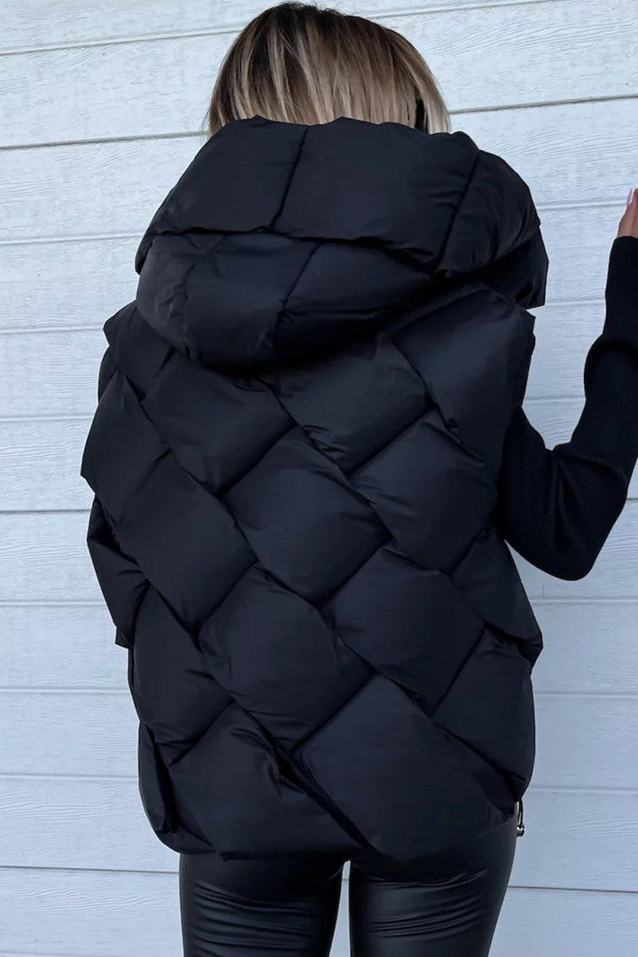 Xysta Quilted Zipper Front Hooded Vest Coat - Rebel Nomad