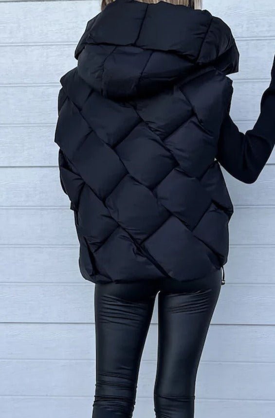 Xysta Quilted Zipper Front Hooded Vest Coat - Rebel Nomad