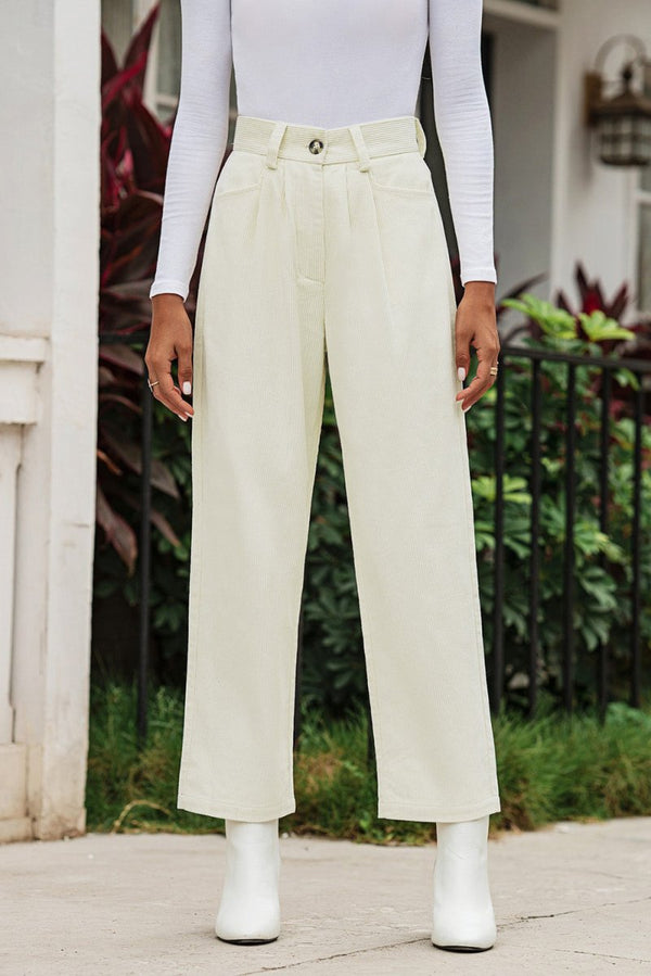 Yasmina Corduroy High Waist Straight Leg Pants - Rebel Nomad