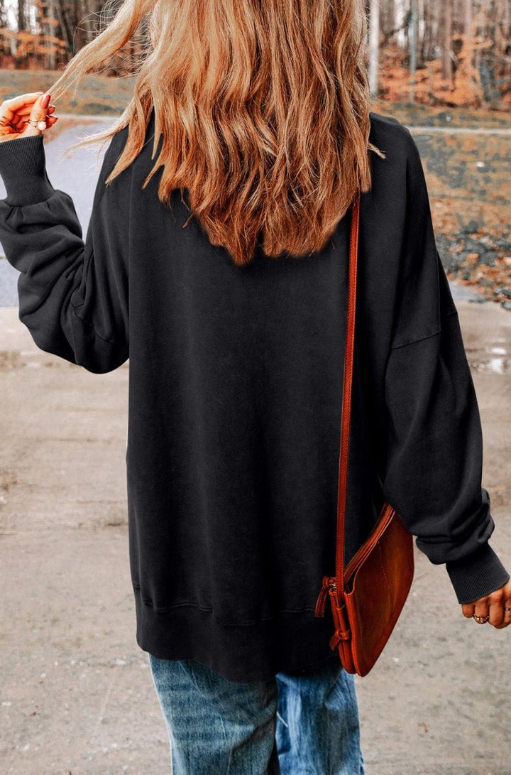 Ysabelle Drop Shoulder Ribbed Trim Oversized Sweatshirt - Rebel Nomad