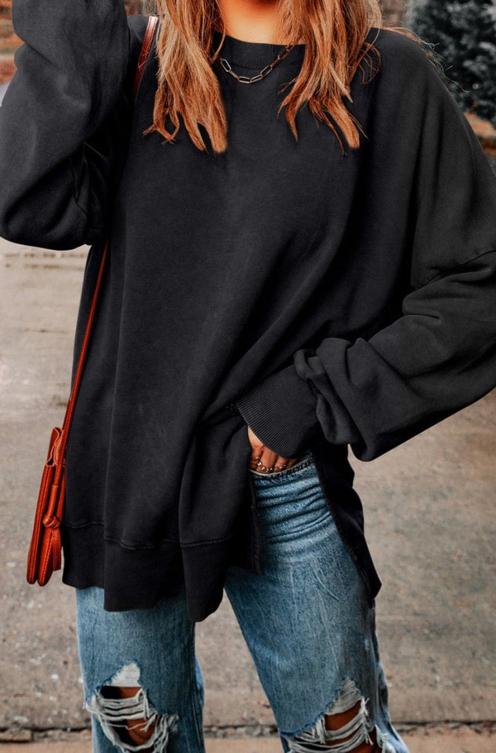 Ysabelle Drop Shoulder Ribbed Trim Oversized Sweatshirt - Rebel Nomad