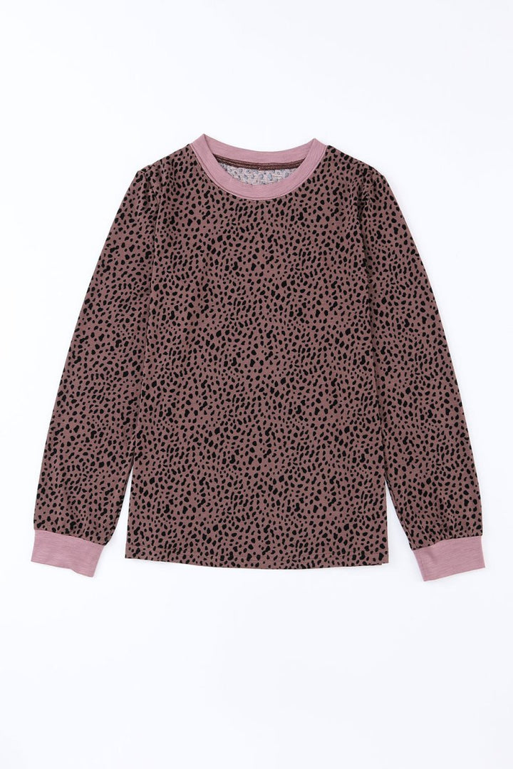 Zahra Animal Spotted Print Round Neck Long Sleeve Top - Rebel Nomad