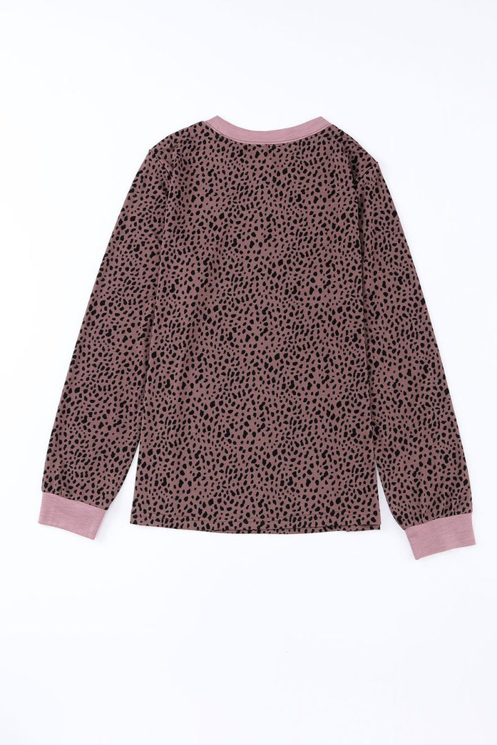 Zahra Animal Spotted Print Round Neck Long Sleeve Top - Rebel Nomad