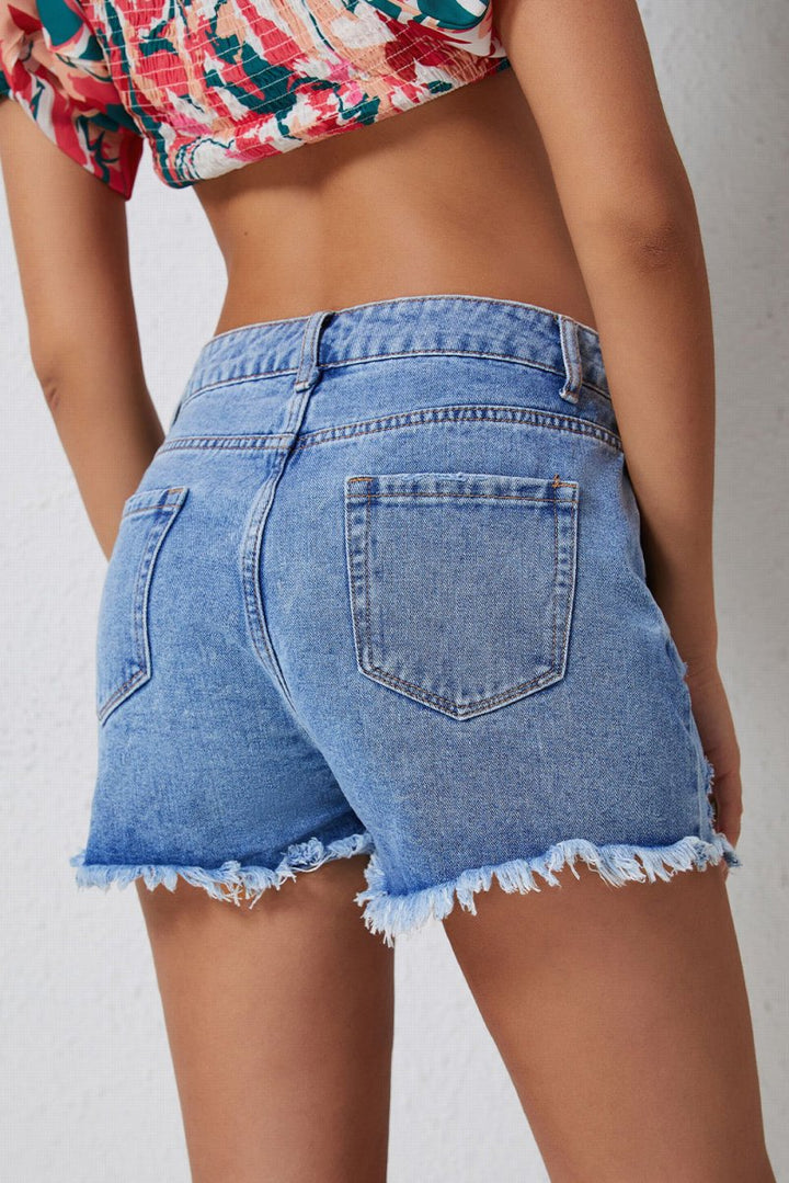 Zelena High Rise Crossover Waist Denim Shorts - Rebel Nomad