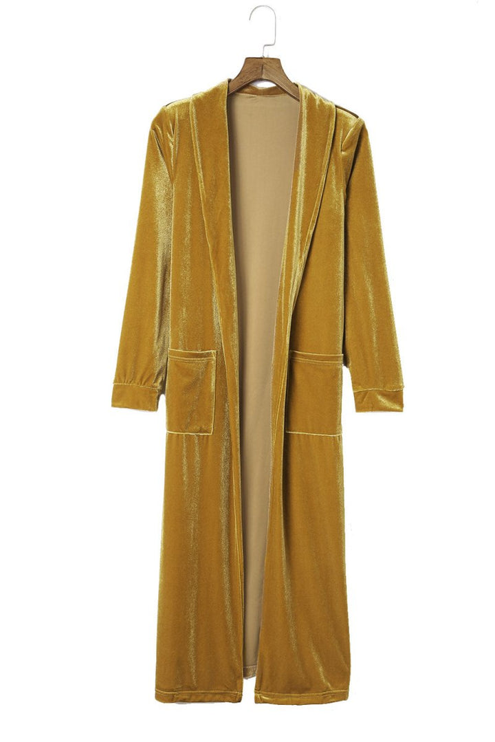 Zena Velvet Open Front Pocketed Long Duster - Rebel Nomad