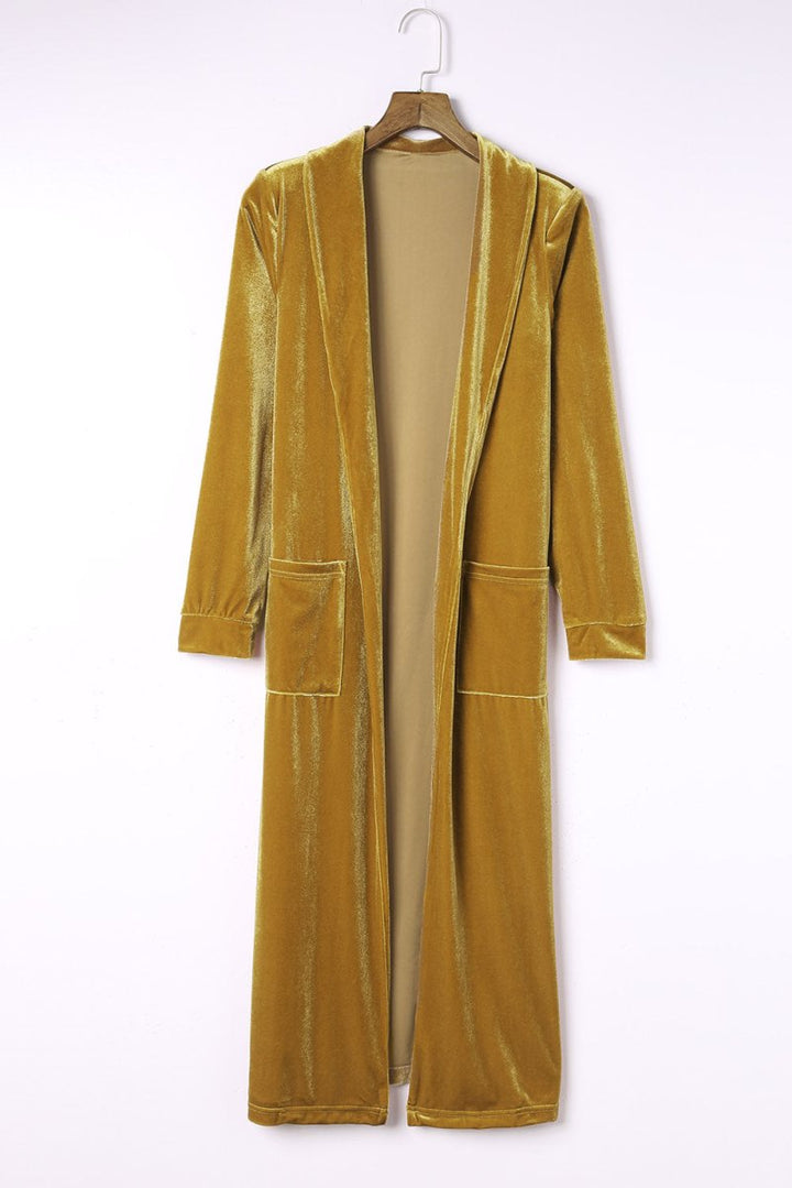 Zena Velvet Open Front Pocketed Long Duster - Rebel Nomad