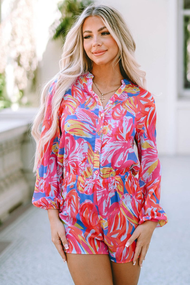 Zerlina Bold Graffiti Print Shirt Button Romper - Rebel Nomad