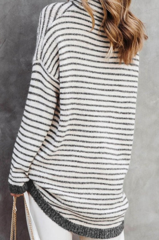 Zineb Striped Turtleneck Loose Sweater - Rebel Nomad