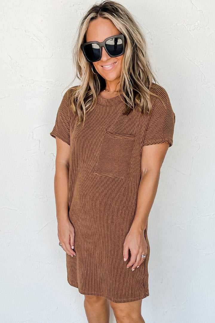 Zoya Ribbed Knit T-shirt Shift Dress - Rebel Nomad