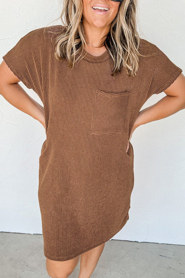 Zoya Ribbed Knit T-shirt Shift Dress - Rebel Nomad