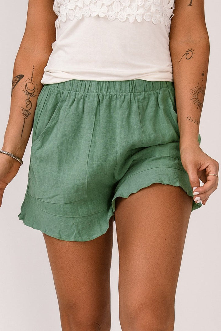 Zylia High Waist Pocketed Ruffle Shorts - Rebel Nomad