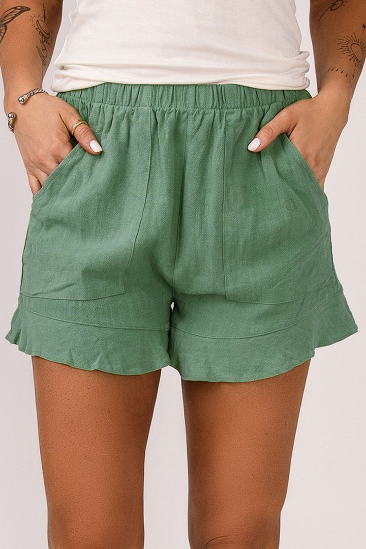 Zylia High Waist Pocketed Ruffle Shorts - Rebel Nomad